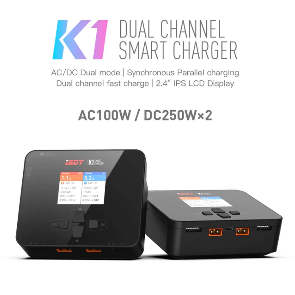 K1 Lipo Battery Balance Charger,1-6S AC 100W DC 2 x 250W 10A Smart Charger - Unmanned RC