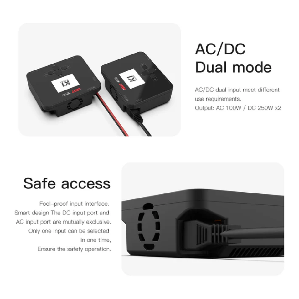 K1 Lipo Battery Balance Charger,1-6S AC 100W DC 2 x 250W 10A Smart Charger - Unmanned RC