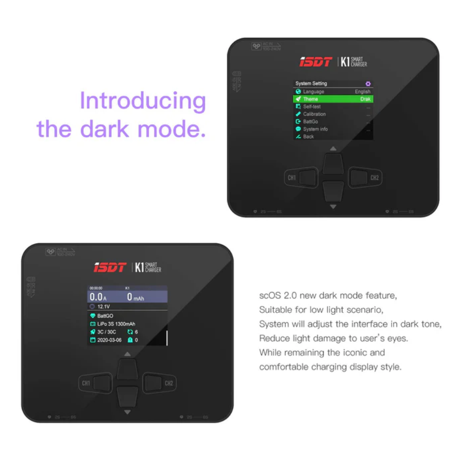 K1 Lipo Battery Balance Charger,1-6S AC 100W DC 2 x 250W 10A Smart Charger - Unmanned RC