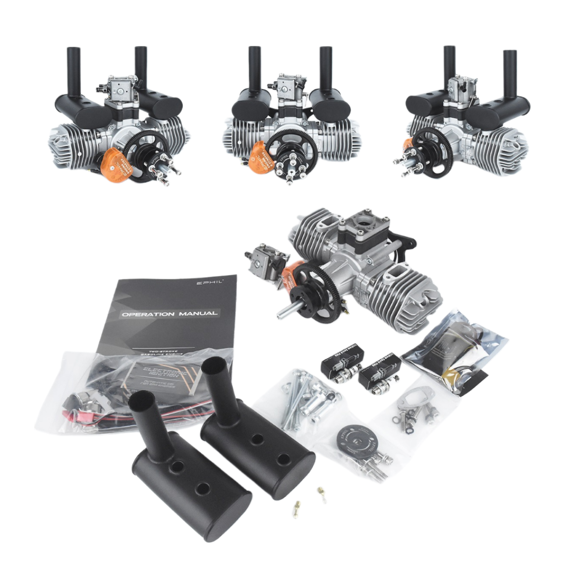 EPHIL X-Series 76cc-T Pro Gasoline Engine w/ E-Starter; Spark Plug & Electronic Ignition - Unmanned RC