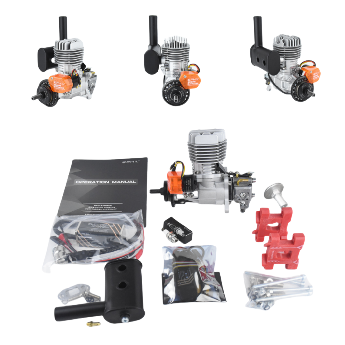 EPHIL X-Series 20cc-S Pro Gasoline Engine w/ E-Starter; Spark Plug & Electronic Ignition - Unmanned RC