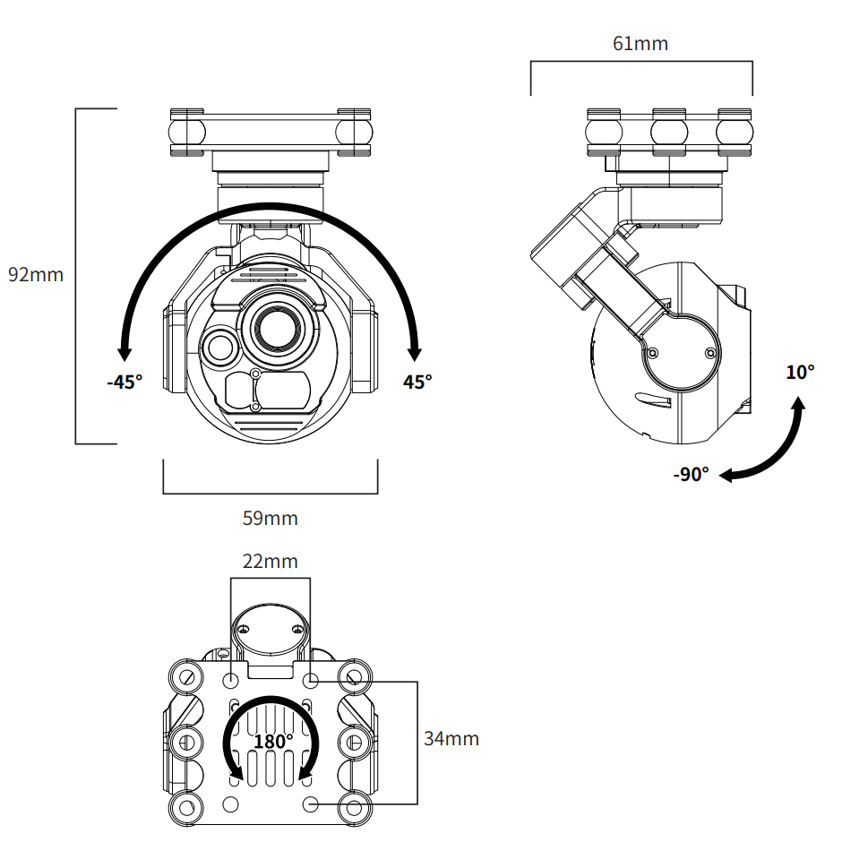 3-Axis PTZ Gimbal Camera-30X Digital Zoom and Thermal Dual Sensors and Laser - Unmanned RC