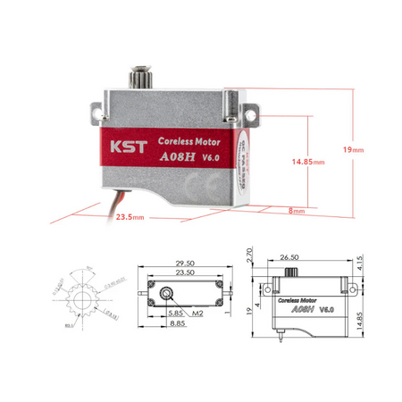 KST A08H V6.0 Coreless Metal Gear HV Micro Servo 3.2Kgf.cm 0.09sec for Glider DLG - Unmanned RC