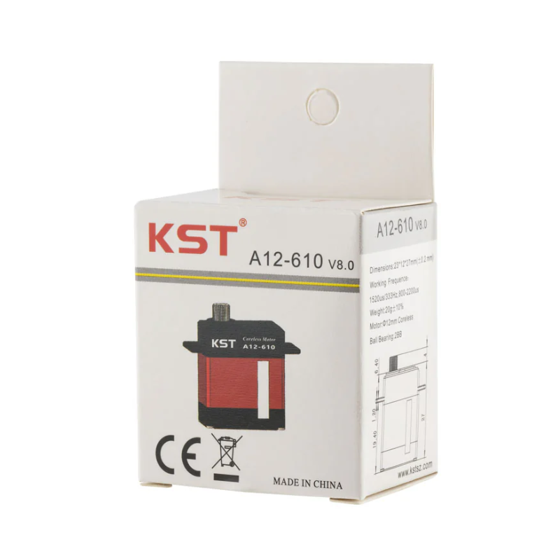 KST A12-610 V8.0 HV Mini Servo 9kg 0.10sec/60degree with Soft Start for Glider Wing - Unmanned RC