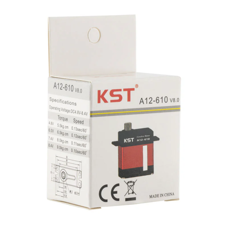 KST A12-610 V8.0 HV Mini Servo 9kg 0.10sec/60degree with Soft Start for Glider Wing - Unmanned RC
