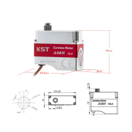 KST A08N V6.0 Coreless Metal Gear HV Micro Servo 3.2Kgf.cm 0.09sec for Glider DLG - Unmanned RC