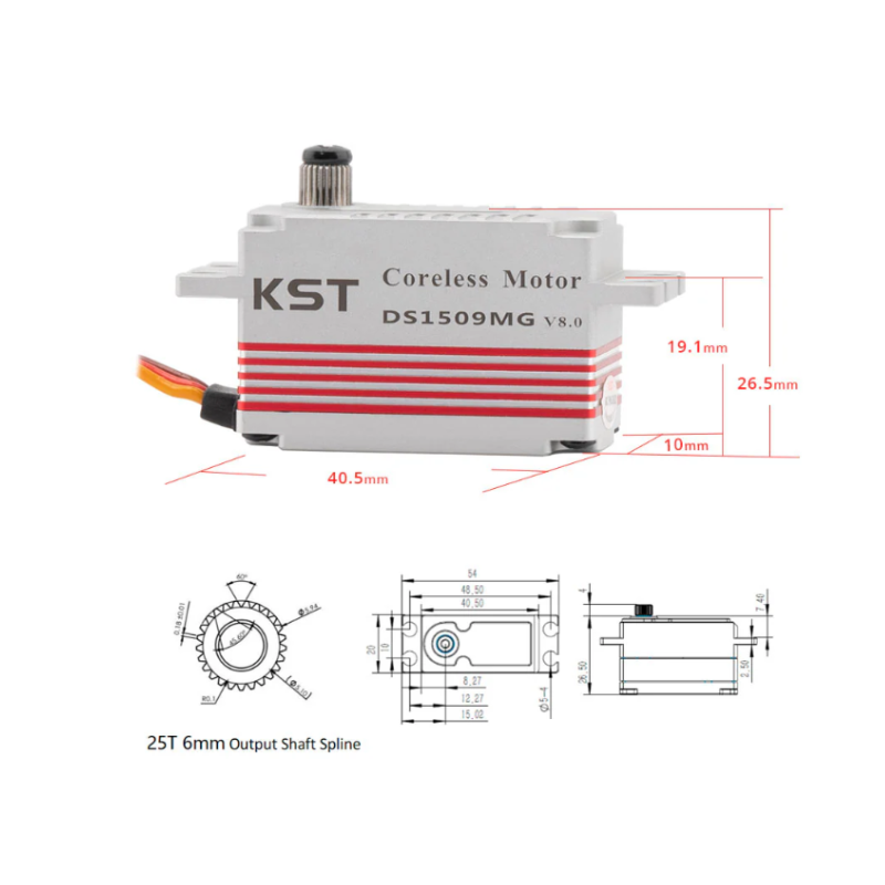 KST DS1509MG Metal Gear Coreless Digital Low Profile Servo 12.8Kgf.cm 0.07sec for Aircraft RC Cars - Unmanned RC