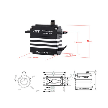 KST X20-4208 Brushless Contactless 6BB HLS Standard Servo 46Kgf.cm 0.07sec for 1:7 & 1:8 Scale On-road or Off-road RC Race Cars, Aerobatic Airplanes and Jets - Unmanned RC