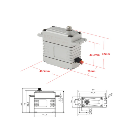KST A20-4515 Brushless HV Phosphor Bronze & Hardened Steel Gear Servo 50Kgf.cm 0.13sec/60degree - Unmanned RC