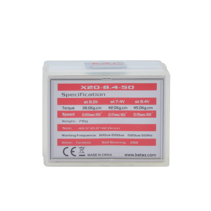 KST X20-8.4-50 V8.0 Brushless Metal Gear Digital Servo 45Kgf.cm 0.15sec for Large Scale RC Plane, 1/8 & 1/10 On-road & Off-road RC Car - Unmanned RC