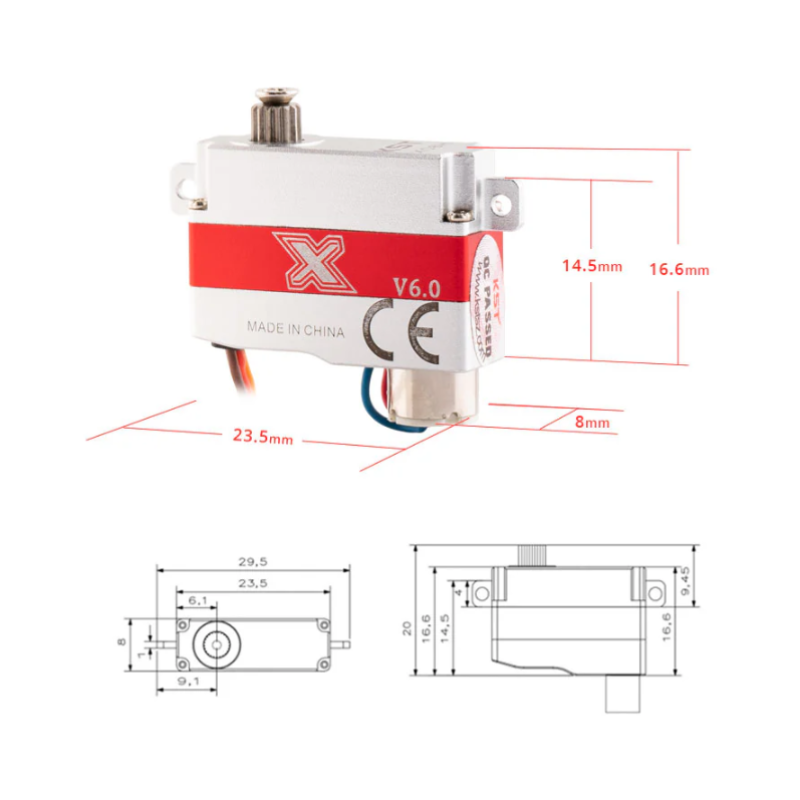 KST X08H V6.0 Metal Gear Digital Micro Servo 2.8Kgf.cm 0.09sec for RC Gliders - Unmanned RC