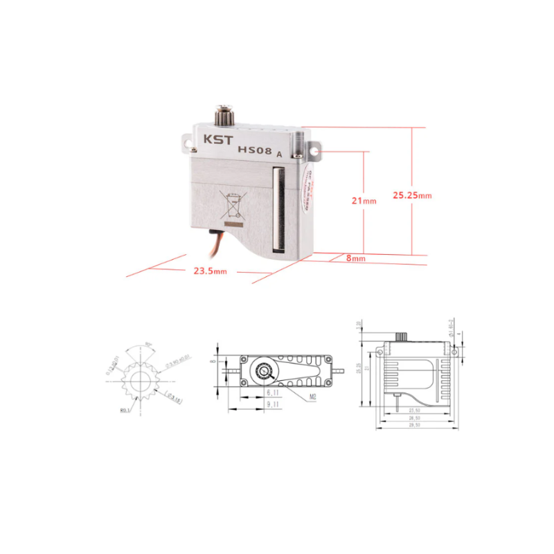 KST HS08A HV Digital Metal Gear Micro Servo 6.0Kgf.cm 0.09sec for Gliders - Unmanned RC
