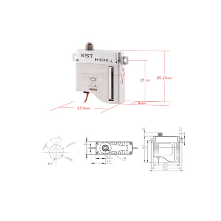 KST HS08A HV Digital Metal Gear Micro Servo 6.0Kgf.cm 0.09sec for Gliders - Unmanned RC