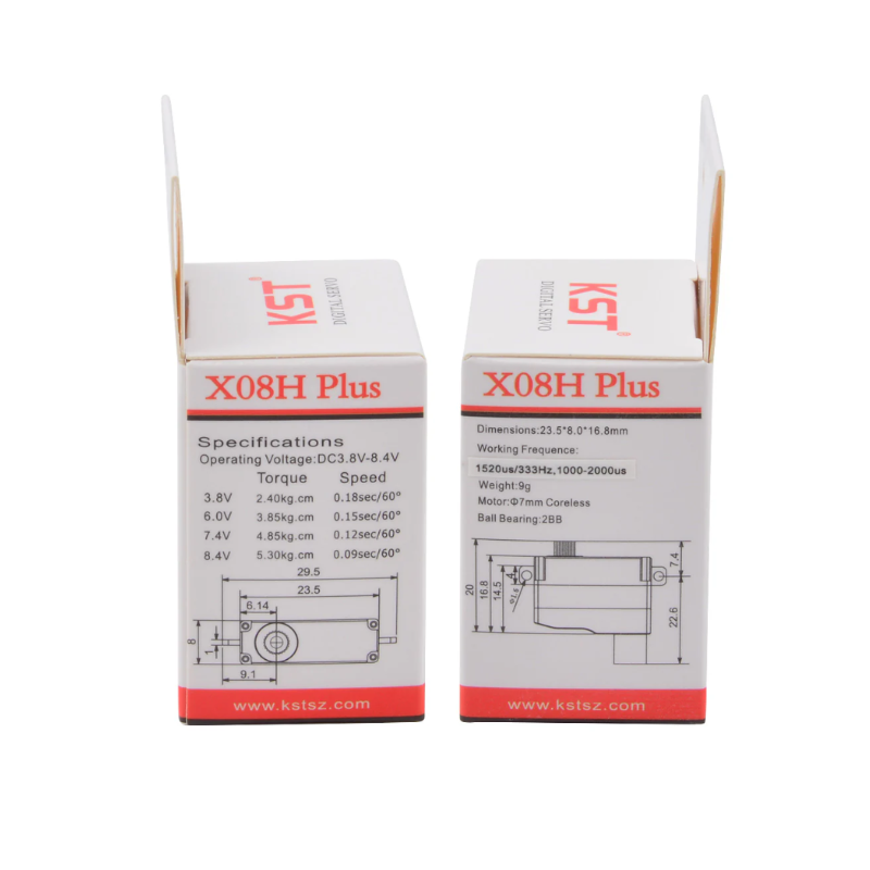 KST X08H Plus V2.0 Horizontal Lug Micro Servo 5.3Kgf.cm 0.09sec 9.5g 8mm for RC Gliders - Unmanned RC