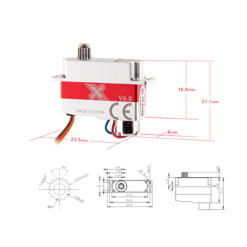KST X08 V6.0 Metal Gear Digital Micro Servo 2.8Kgf.cm 0.09sec for RC Gliders - Unmanned RC