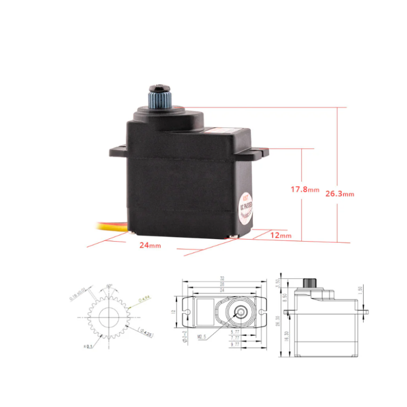 KST DS113MG V6.0 Digital Metal Gear Micro Servo 3.5kg 0.09sec for Small Size Electric RC Plane and Glider - Unmanned RC
