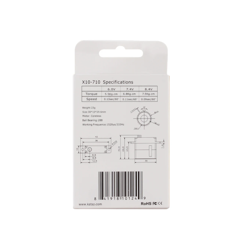 KST X10-710 V8.0 HV Mini Digital Metal Gear Servo 7.5Kgf.cm 0.10sec for RC Gliders - Unmanned RC