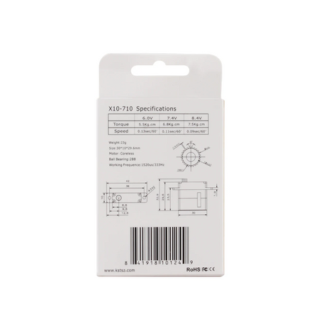KST X10-710 V8.0 HV Mini Digital Metal Gear Servo 7.5Kgf.cm 0.10sec for RC Gliders - Unmanned RC
