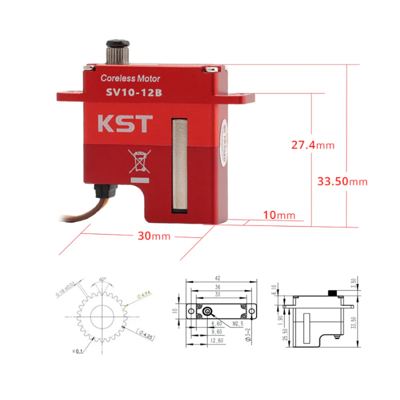 KST SV10-12A & SV10-12B Super High Voltage 14.0Kgf.cm 0.10sec/60° Wing Servo for RC Gliders, and Industrial UAVs - Unmanned RC