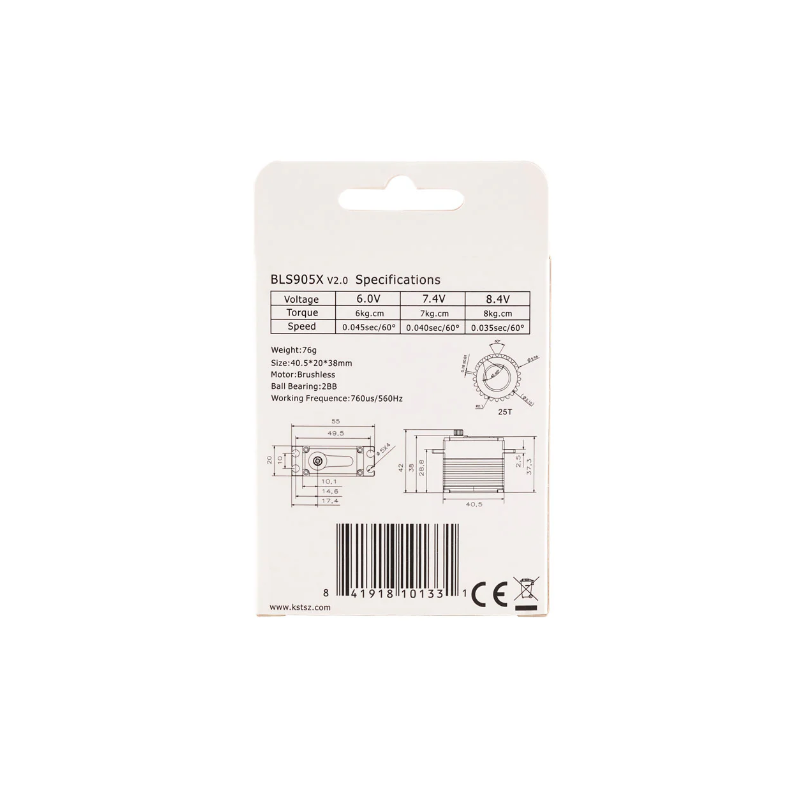 KST BLS905X Brushless Tail Servo 8Kgf.cm 0.035sec/60° for 550-700 Helicopters - Unmanned RC