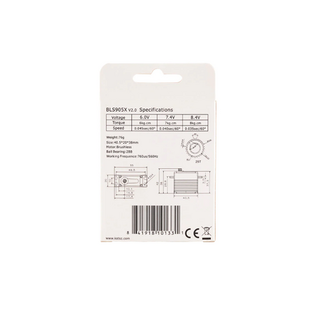 KST BLS905X Brushless Tail Servo 8Kgf.cm 0.035sec/60° for 550-700 Helicopters - Unmanned RC