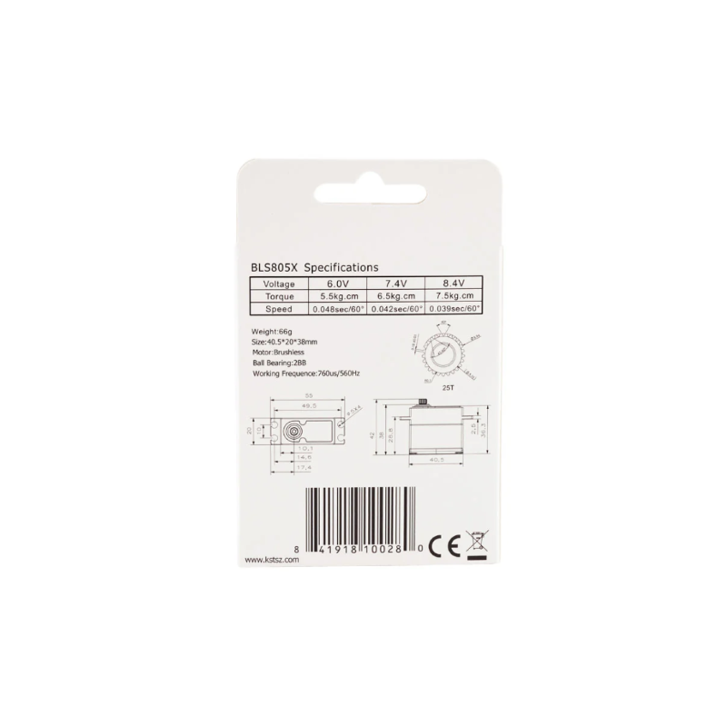 KST BLS805X HV Brushless Tail Servo 7.5Kgf.cm 0.039sec for Heli 550-700 - Unmanned RC