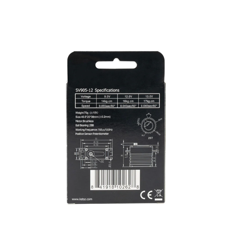 KST SV905-12 HV Brushless Metal Gear 17Kgf.cm 0.04sec Tail Servo for 550-700 Class RC Helicopters - Unmanned RC