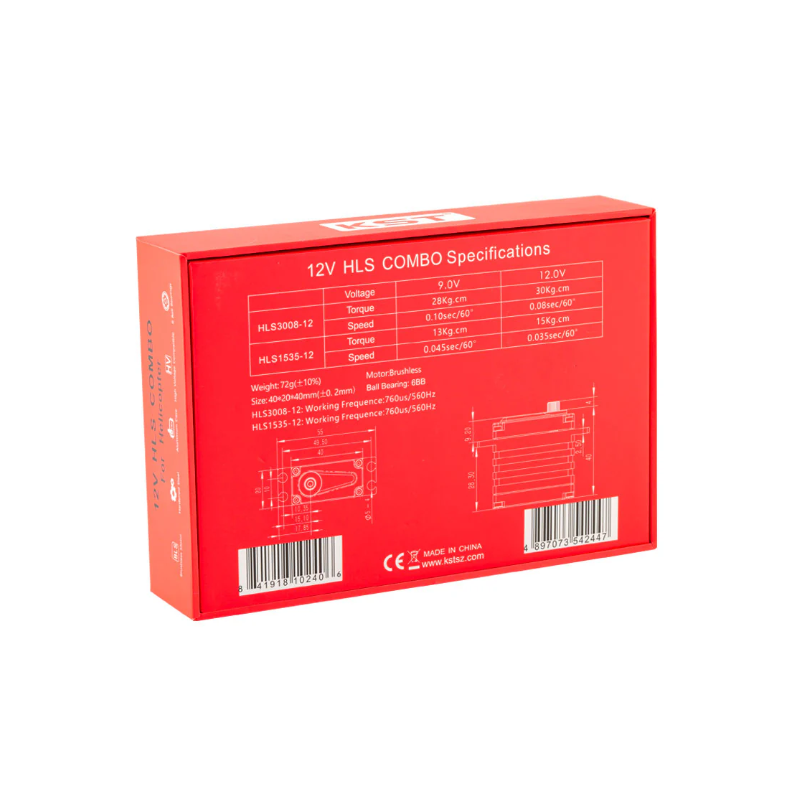 KST 12V HLS Combo Brushless Servos - HLS3008-12 & HLS1535-12 Combo Set for 700 to 800 Class Electric Helicopter - Unmanned RC