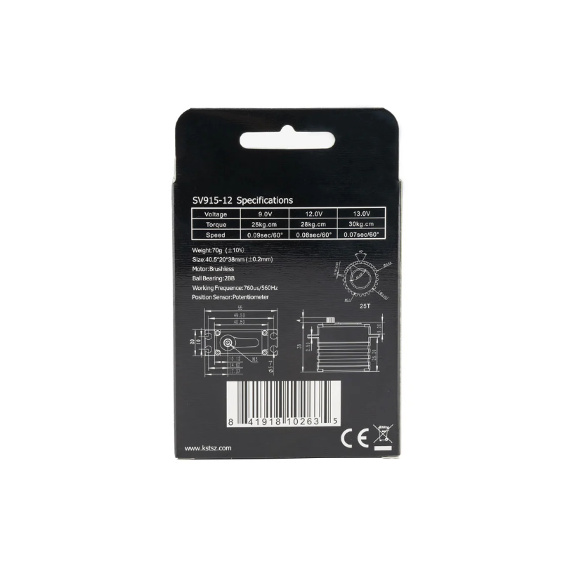 KST SV915-12 HV Brushless Metal Gear 30Kgf.cm 0.07sec Cyclic Servo for 550-700 Class RC Helicopters - Unmanned RC