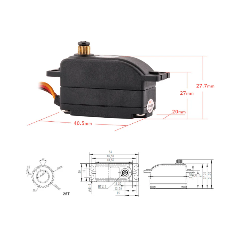 KST CM653 Low Profile Coreless DC Motor Metal Gear Servos IP65 Waterproof 18Kgf.cm 0.08sec for 1/10th Scale Trucks, Rock Crawlers, Drift & Touring Cars - Unmanned RC