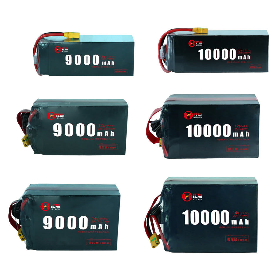 RED /Lithium-Polymer Battery/ 6S/12S/14S 25C High rate battery 9Ah/10Ah - Unmanned RC